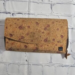 Boshiho Floral Cork‎ Wallet Vegan Eco Friendly Continental Zippered Clutch Brown